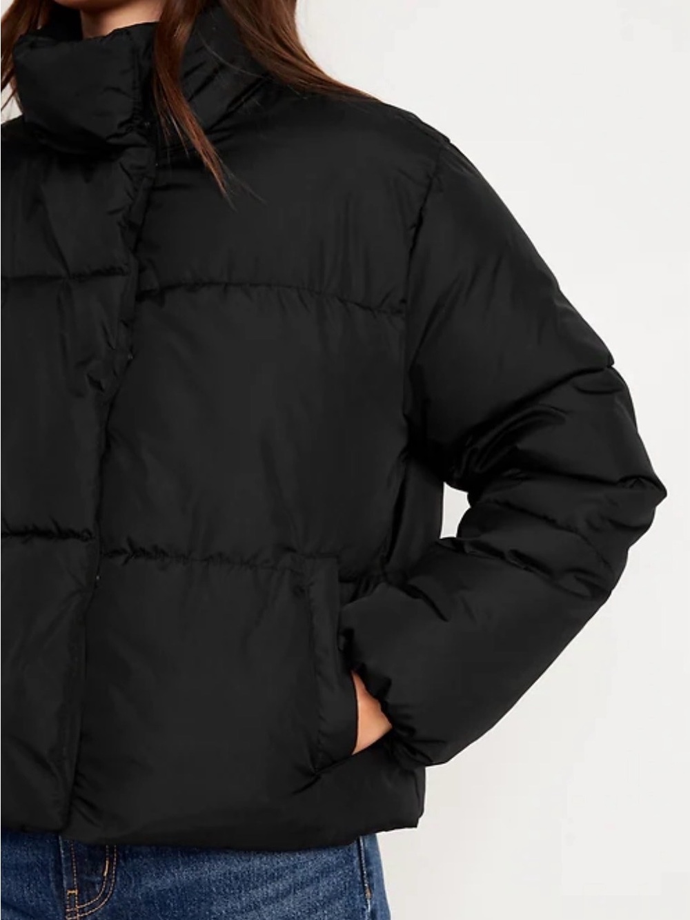 NWT Old Navy Women's Matte Black Quilted Puffer Jacket - Warm & Cozy - XL